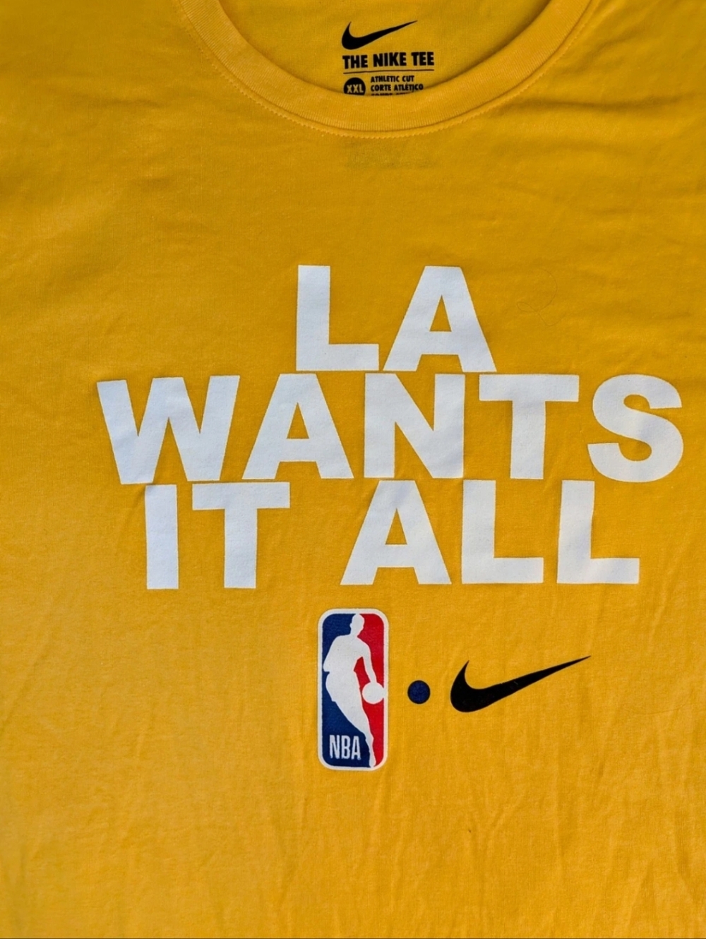 Rare LAKERS Playoffs "LA Wants It ALL." NIKE DRI-Fit Graphic T-Shirt 2XL VTG NBA